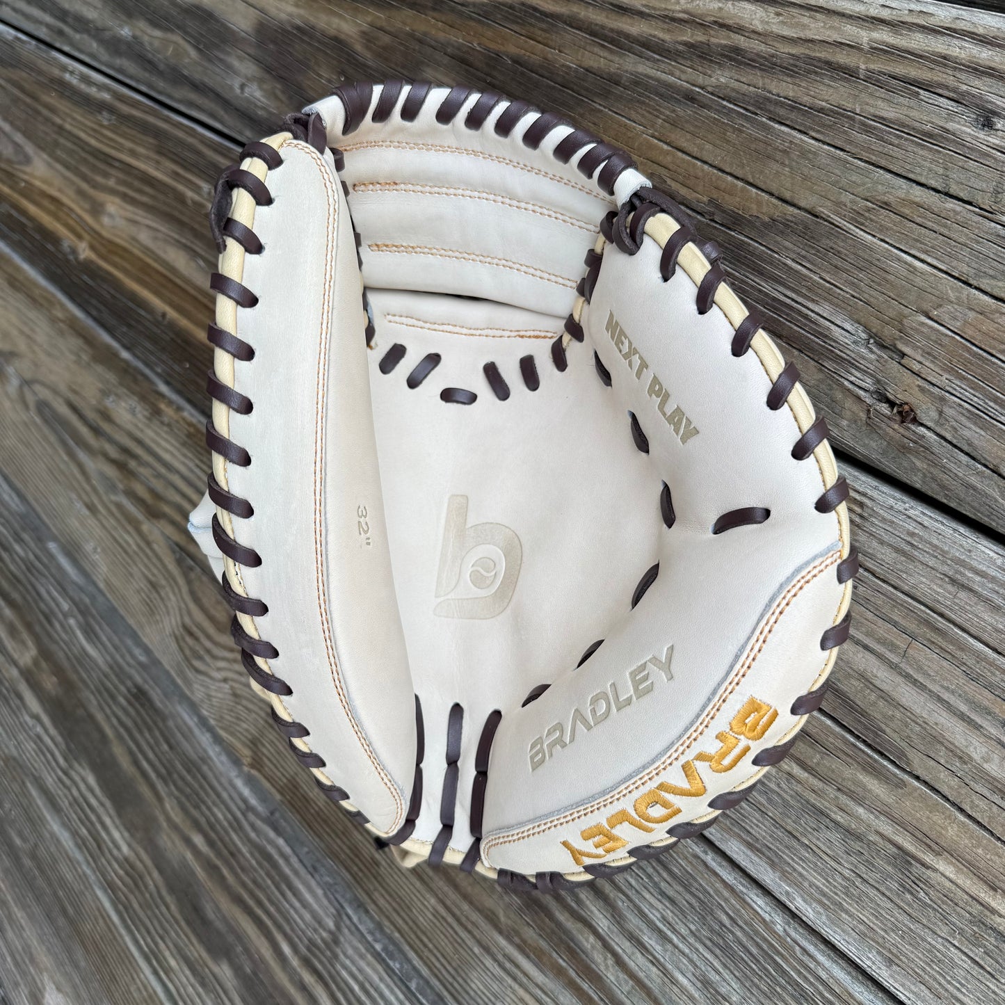 Open Back Catcher's Mitt, Next Play Texas Steerhide LTD Beige/Dark Brown