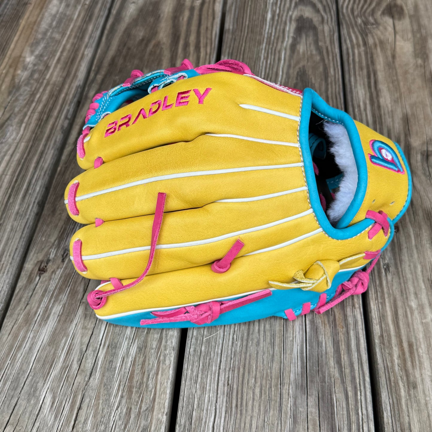 I-Web, BBG LTD Rainbow Sherbet, Yellow/Aqua/Pink USA STEERHIDE