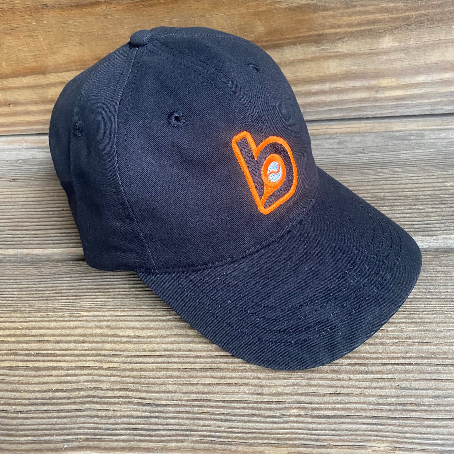 Bradley Baseball Black/Orange Dad Hat "b" logo