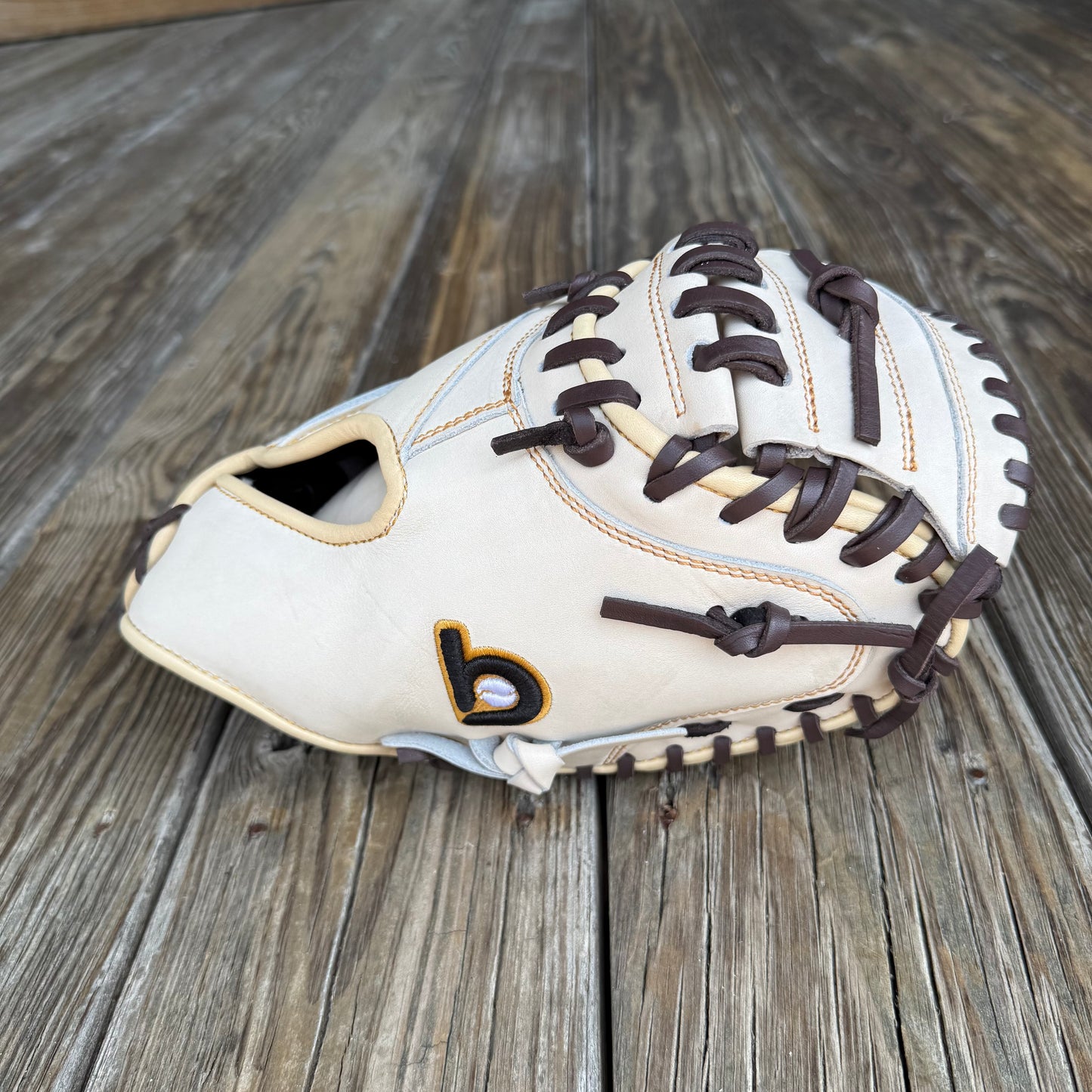 Open Back Catcher's Mitt, Next Play Texas Steerhide LTD Beige/Dark Brown