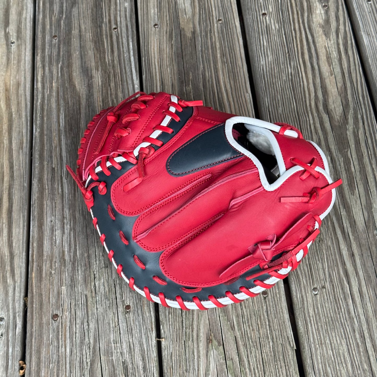 32" Native Kip Red/Navy Custom Outtake Catcher's Mitt