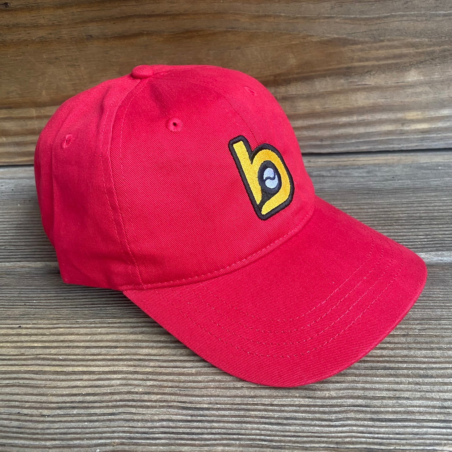 Bradley Baseball Red/Gold Dad Hat "b" logo