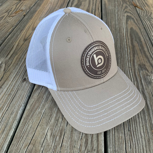 Bradley CGE Leather Patch Trucker Hat White/Khaki